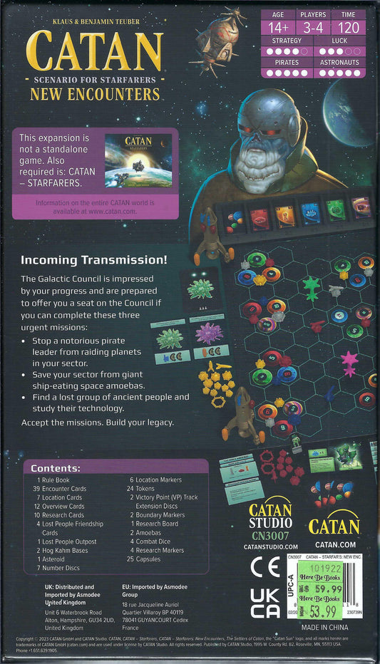 Catan Starfarers New Encounters back of box