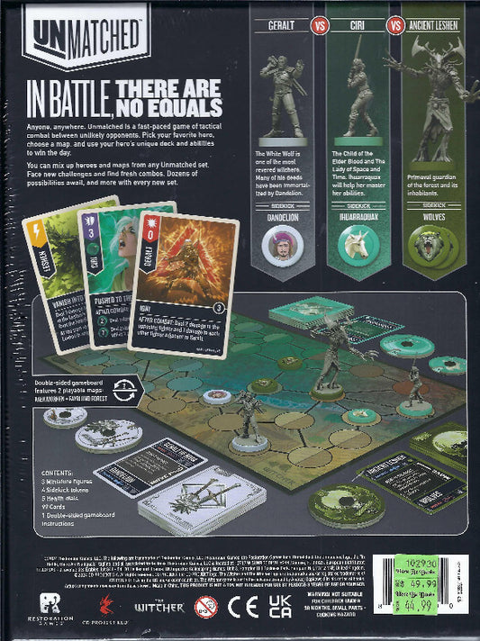 Unmatched The Witcher: Steel & Silver back of box.