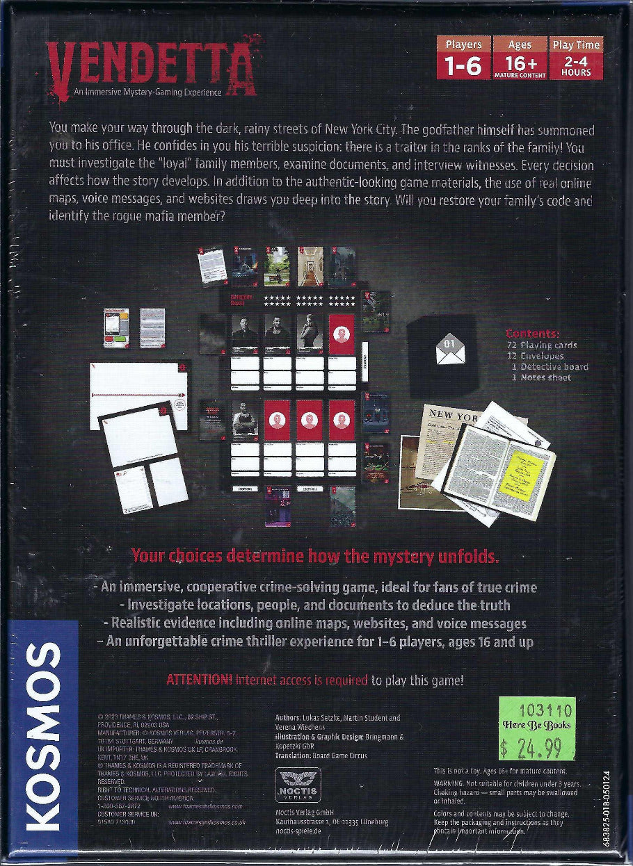 Masters of Crime: Vendetta back of box