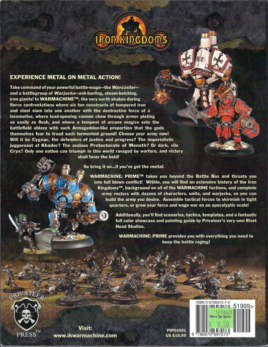Warmachine Prime back cover