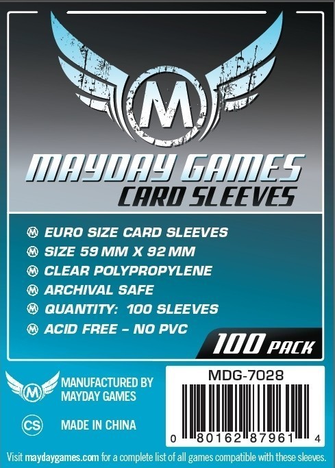 Card Sleeves: Euro Size (Blue) 59mm x 92mm - 100 pack