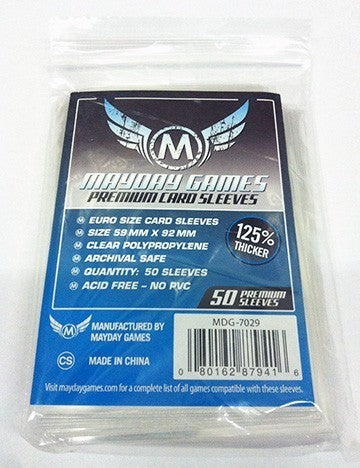 Card Sleeves: Euro Size (Blue) Premium 59mm x 92mm - 50 pack