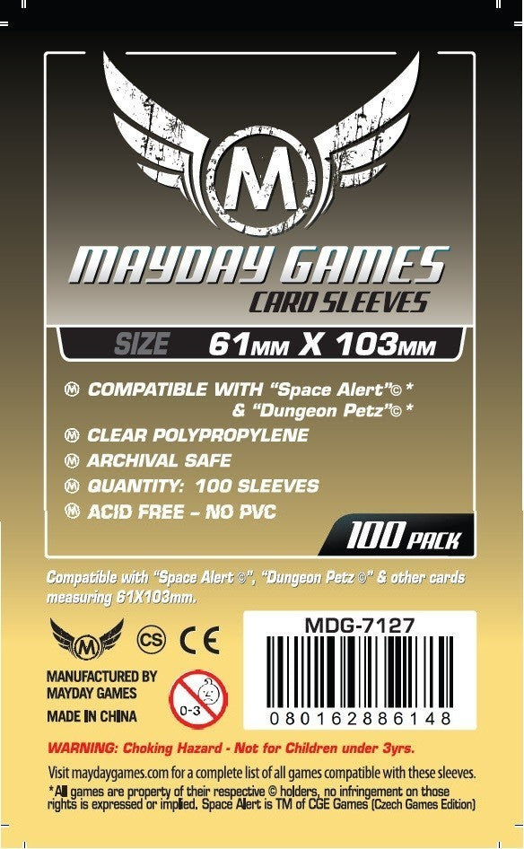 Mayday Space Alert & Dungeon Petz Card Sleeves 61 x 103mm 100 pack Mayday Space Alert & Dungeon Petz Card Sleeves 61 x 103mm 100 pack