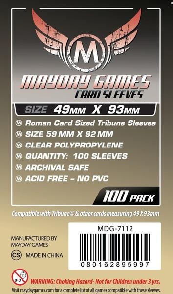 Roman Card-Sized Tribune Sleeves 49 X 93mm (100) Roman Card-Sized Tribune Sleeves 49 X 93mm (100)