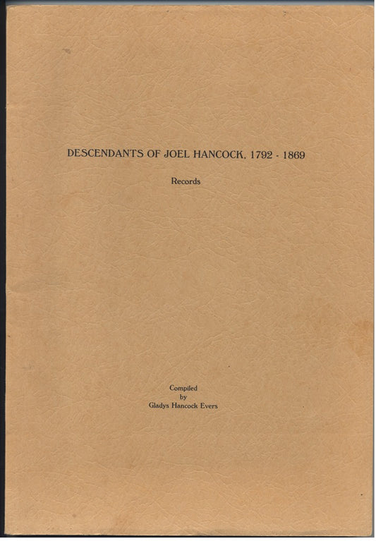 Descendants of Joel Hancock cover