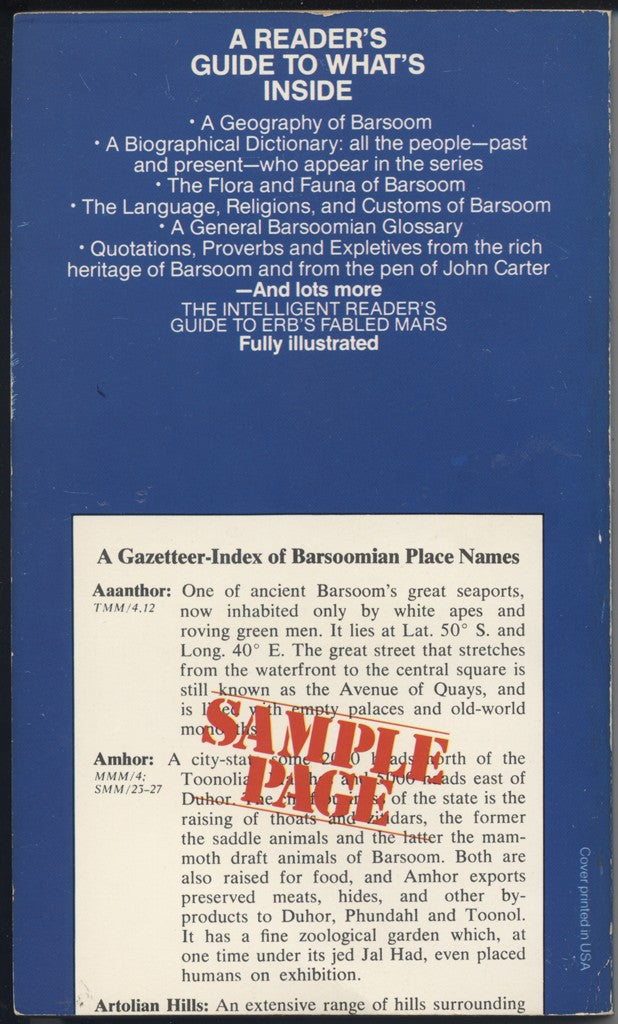 Guide to Barsoom back cover
