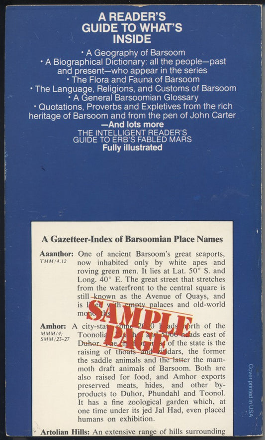 Guide to Barsoom back cover