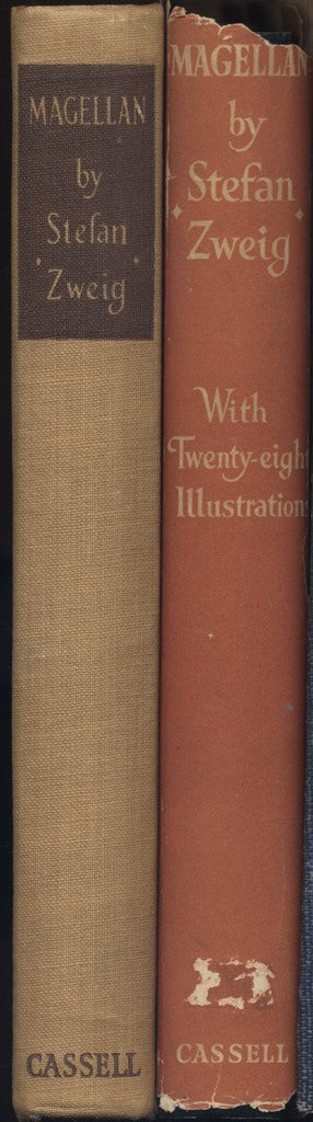 Magellan: Pioneer of the Pacific by Stefan Zweig spine of book and dust jacket side by side.