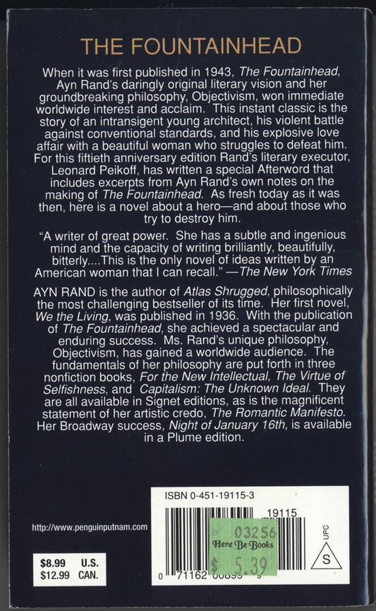 Fountainhead back cover