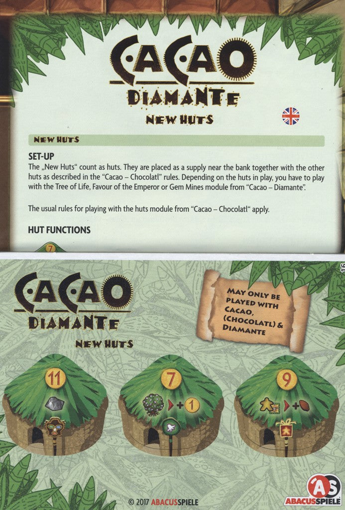 Cacao: Diamante – New Huts Mini-Expansion