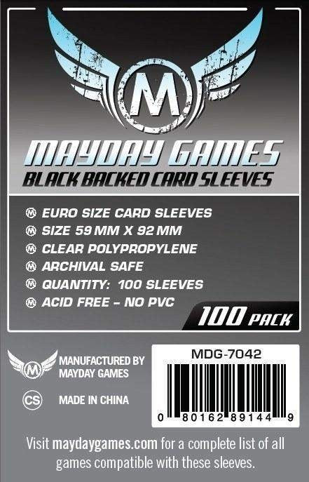Card Sleeves: Euro Size (Blue) Black Back 59mm x 92mm - 100 pack Here Be Books & Games Card Sleeves: Euro Size (Blue) Black Back 59mm x 92mm - 100 pack Here Be Books & Games