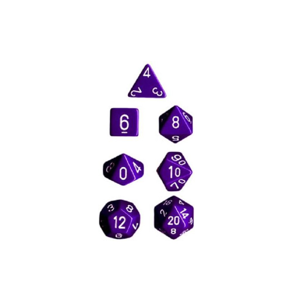 Polyhedral Dice Set: Opaque 7-Piece Set (box) - purple with white