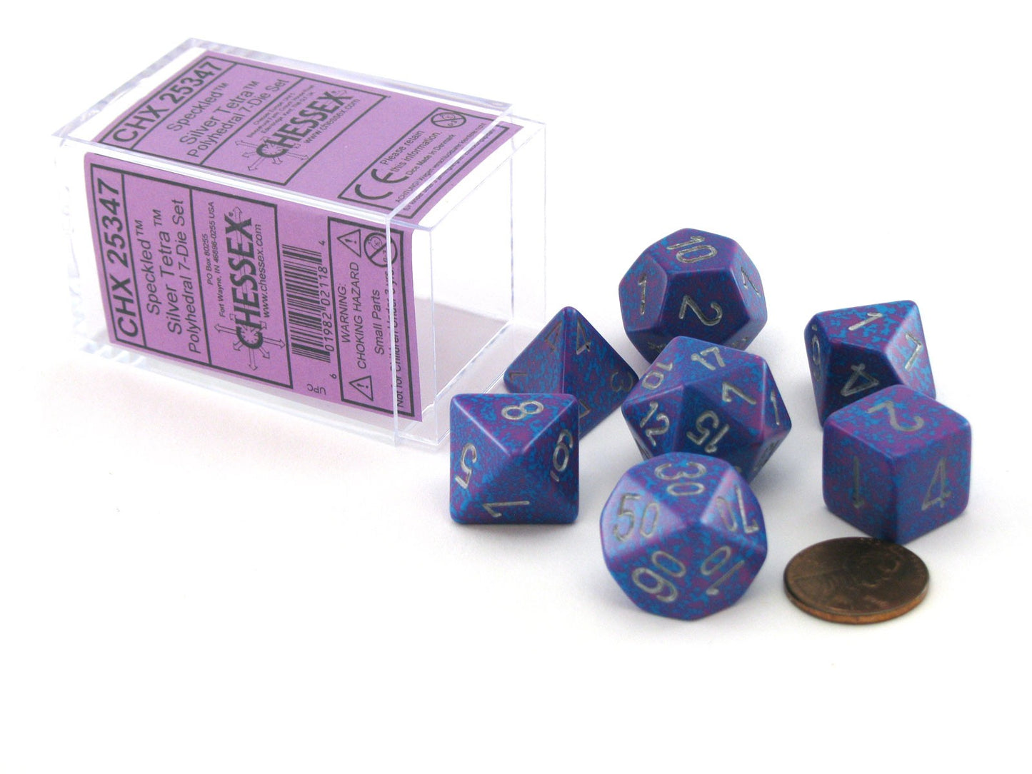 Polyhedral Dice Set: Speckled 7-Piece Set (box) - Silver Tetra