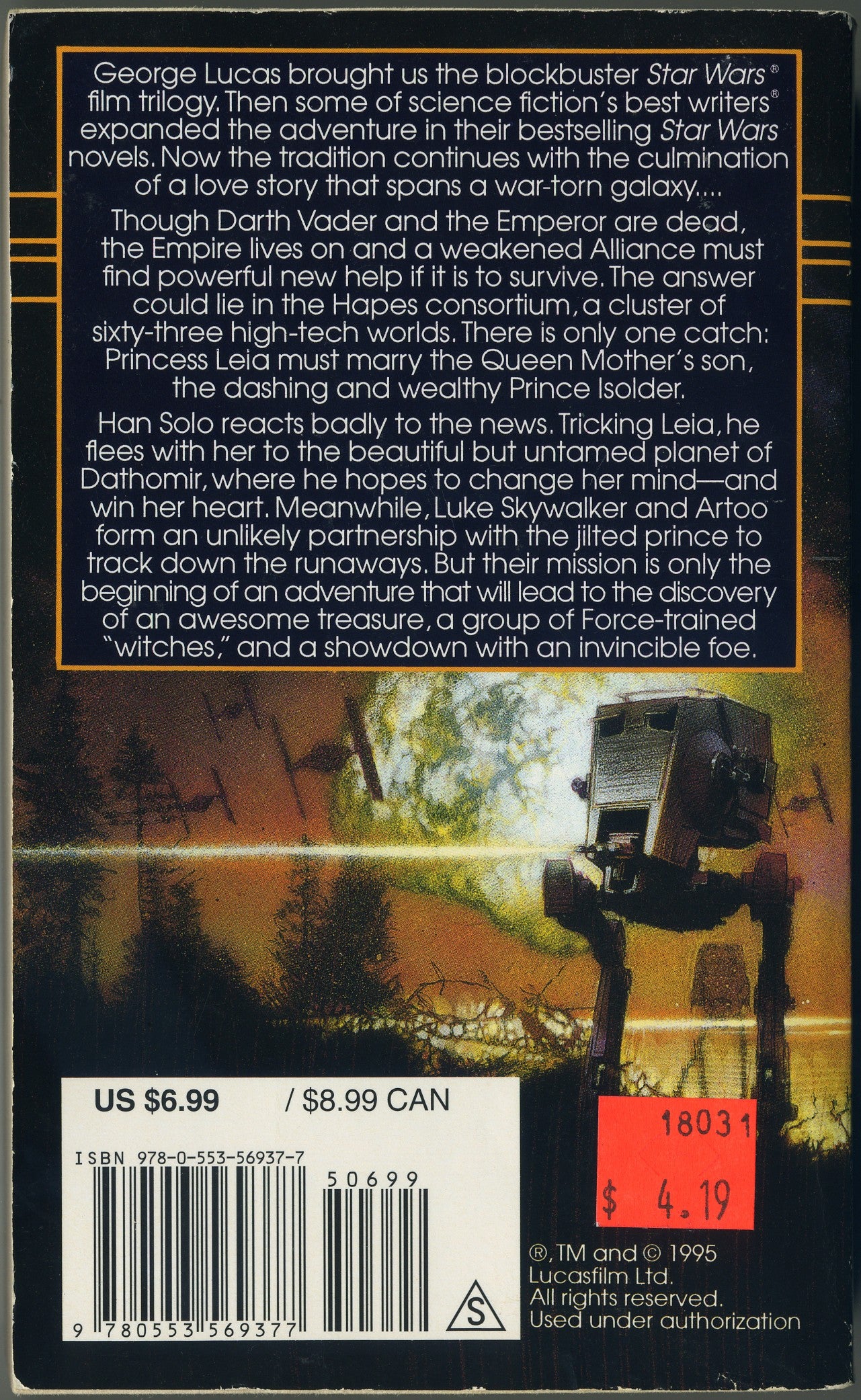 Courtship of Princess Leia back cover