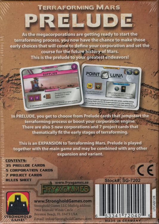 Terraforming Mars: Prelude expansion back of box