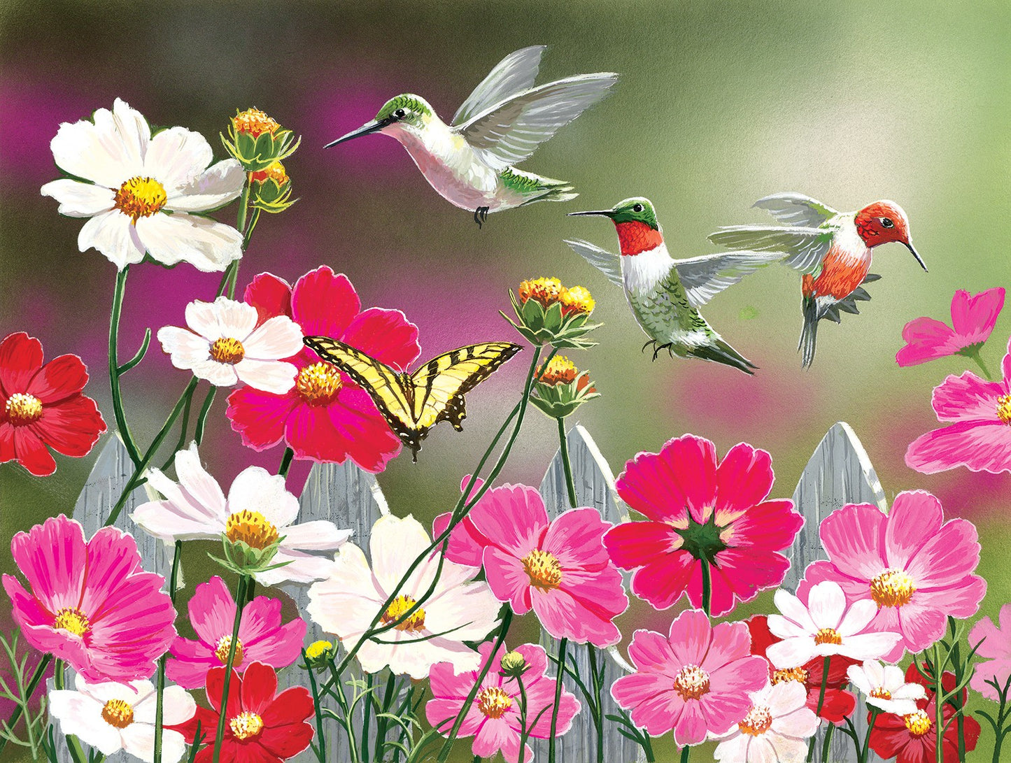 Cosmos and Hummingbirds 500 Piece Jigsaw Puzzle