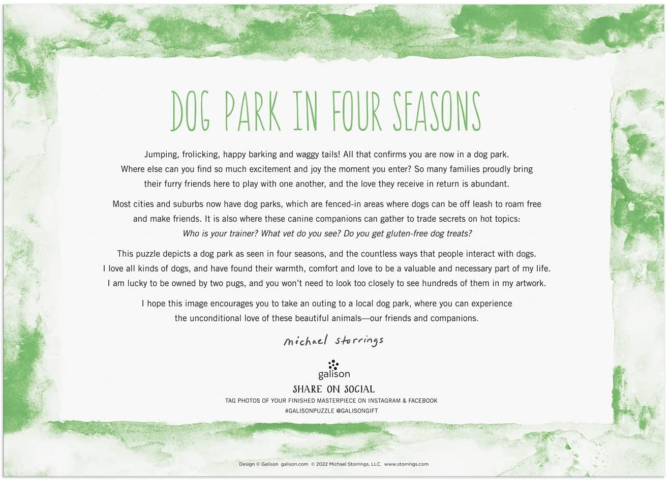 Dog Park in Four Seasons by Michael Storrings 1000 Piece Jigsaw Puzzle