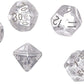 Polyhedral Dice Set: Translucent 7-Piece Set (box) - clear with white