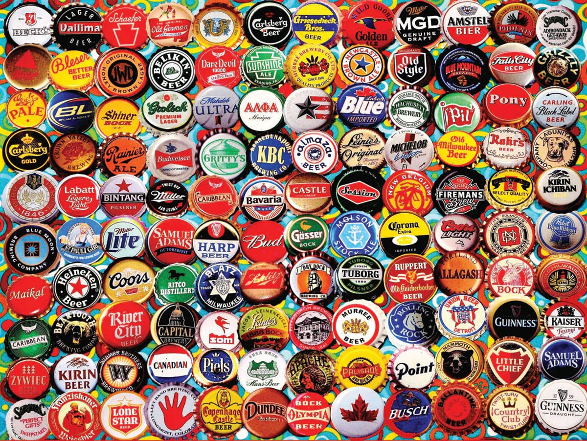 Beer Caps 1000 Piece Small Format Jigsaw Puzzle by White Mountain Puzzles