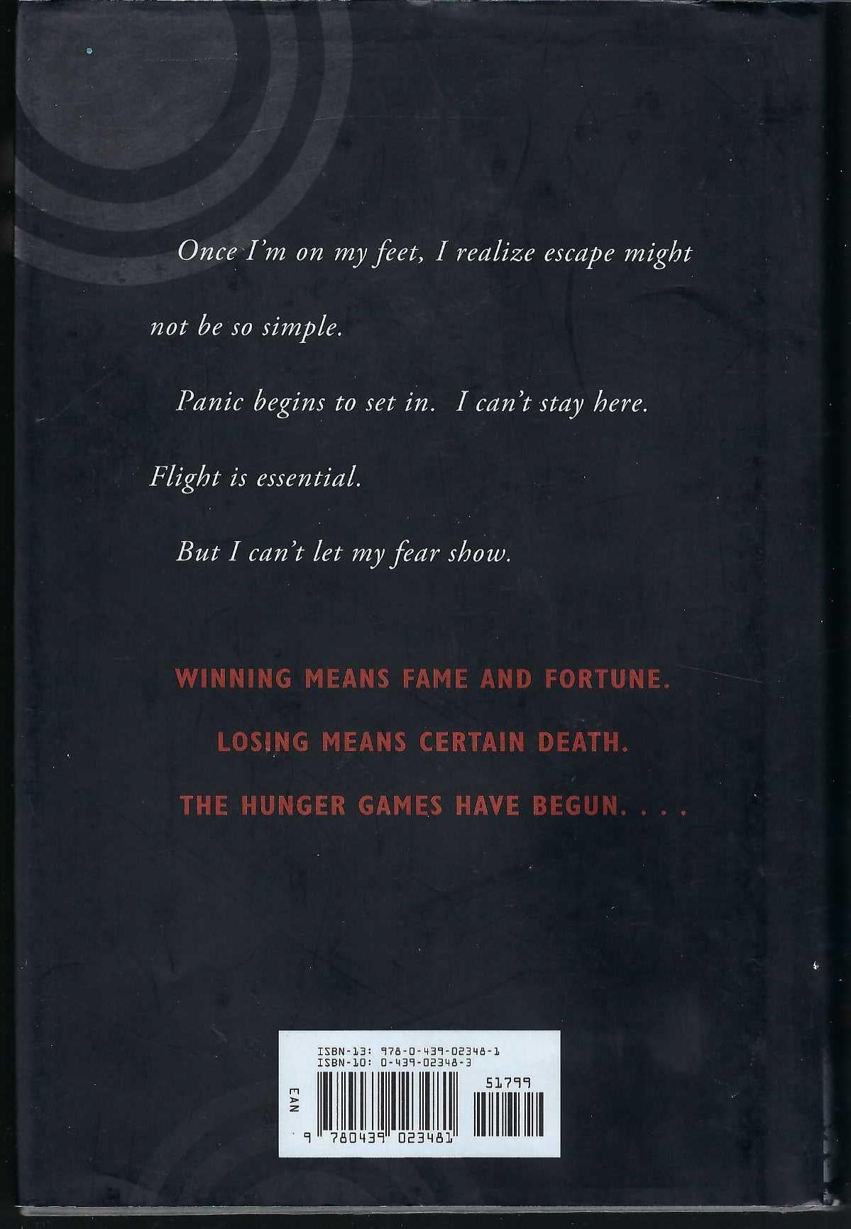 Hunger Games back cover - dust jacket