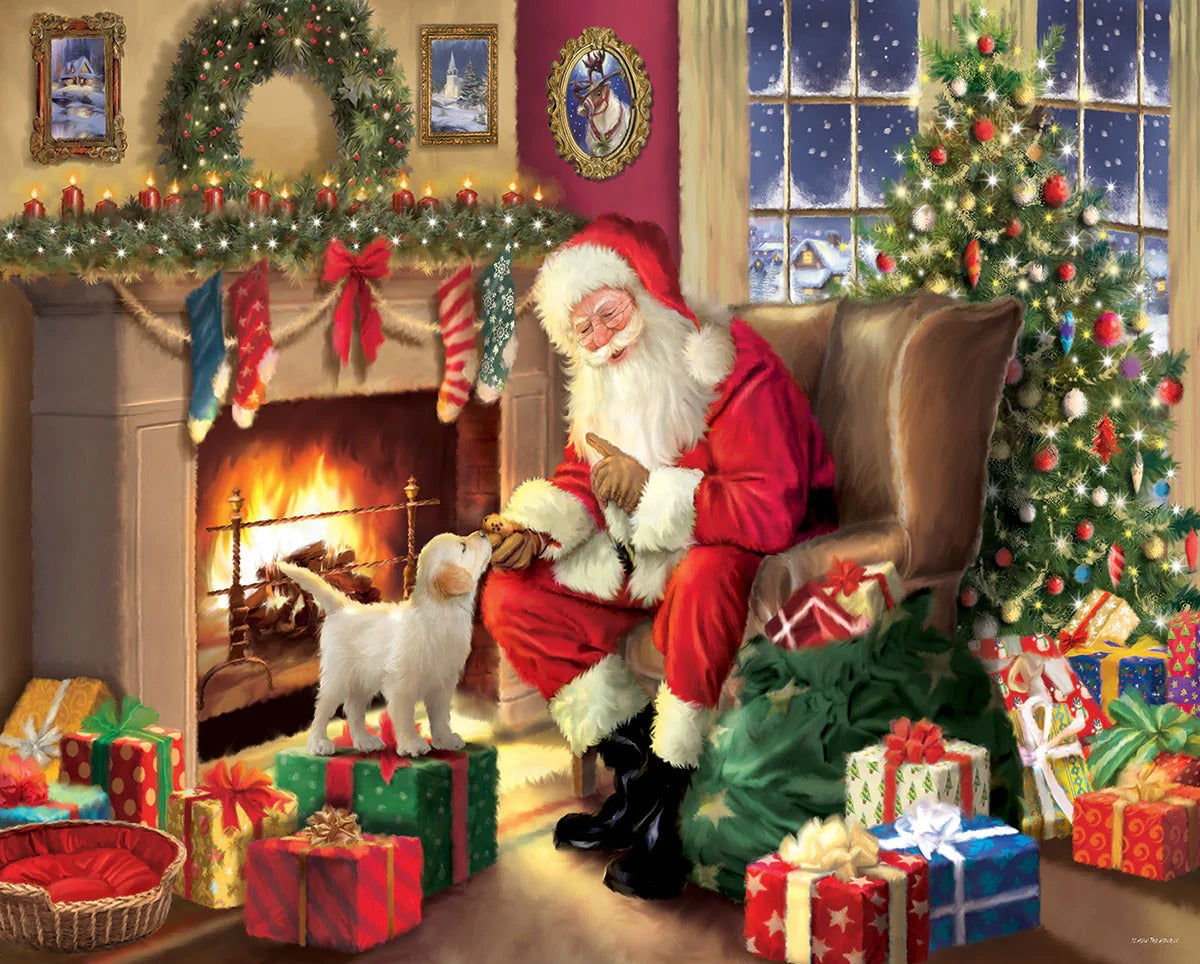 Santa's New Friend 1000 Piece Jigsaw Puzzle by White Mountain Puzzles