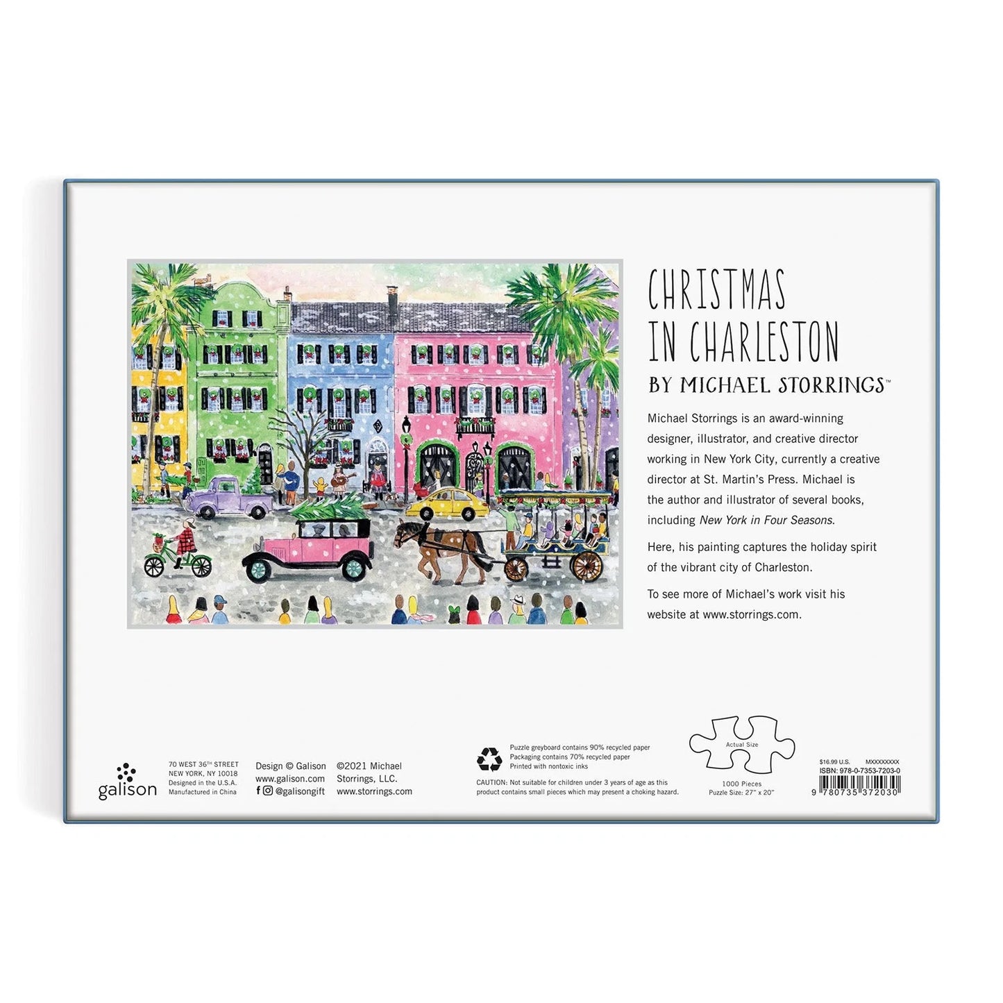 Christmas in Charleston 1000 Piece Jigsaw Puzzle - back of box