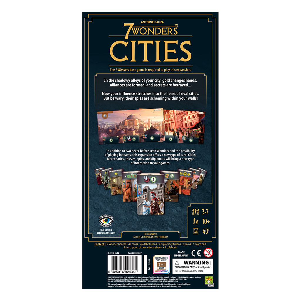 7 Wonders Cities back of box