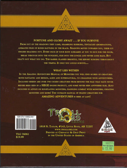 Amazing Adventures Manual of Monsters back cover
