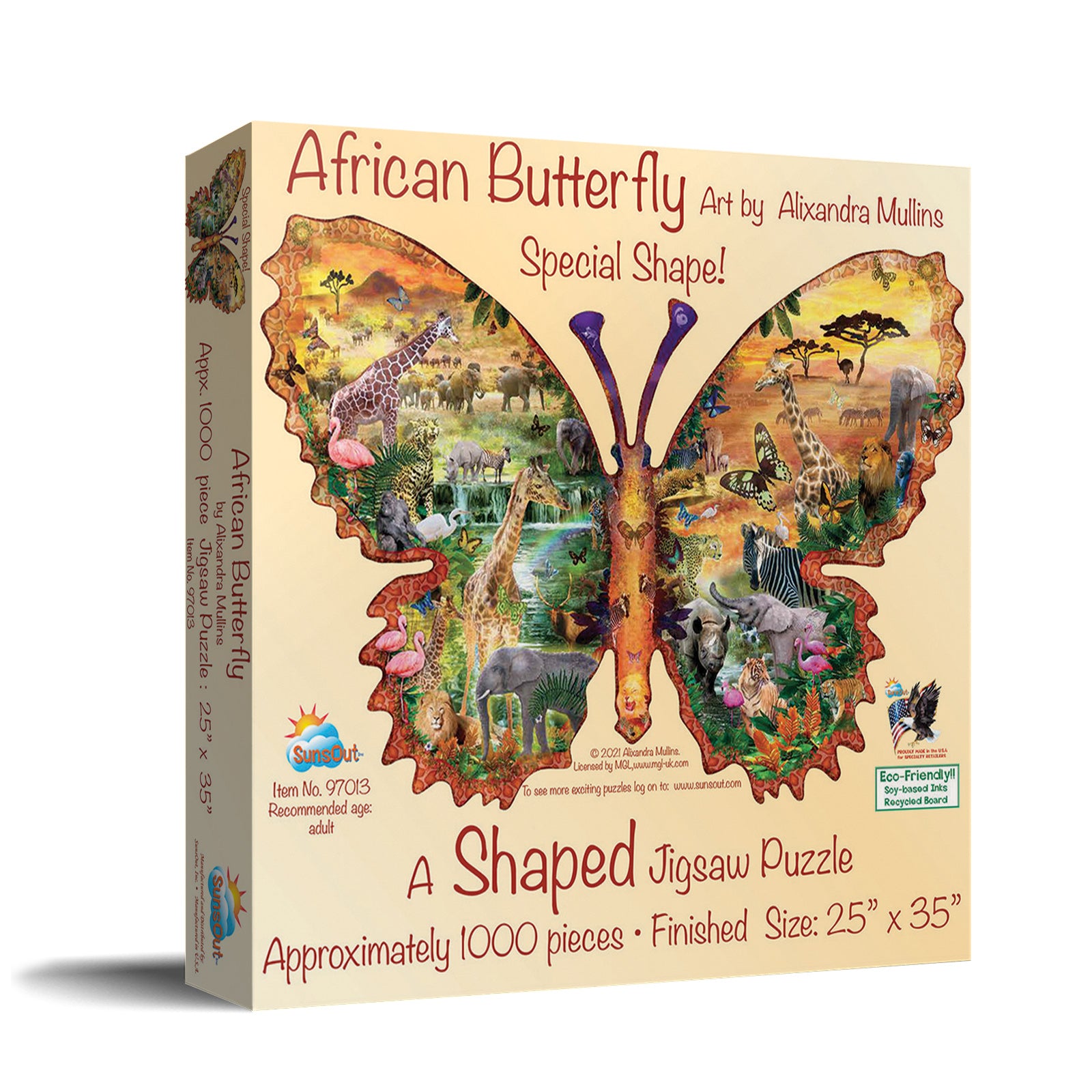 African Butterfly 1000 Piece Shaped Jigsaw Puzzle