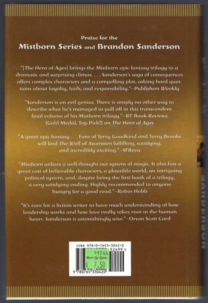The Alloy of Law by Brandon Sanderson back cover