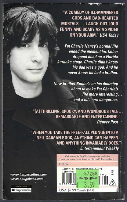 Anansi Boys by Neil Gaiman back cover