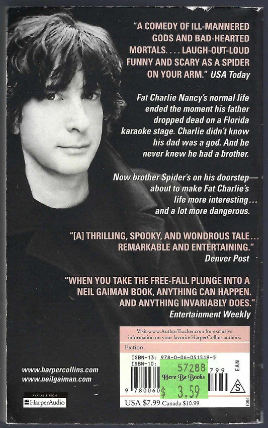 Anansi Boys by Neil Gaiman back cover