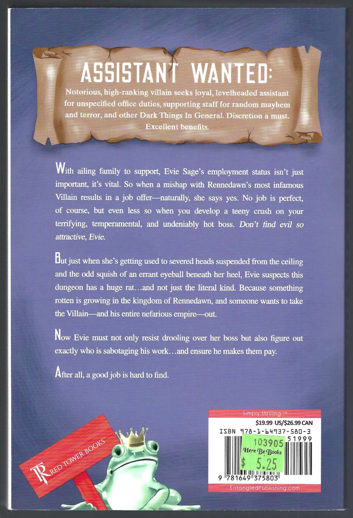 Assistant to the Villain by Hannah Maehrer back cover