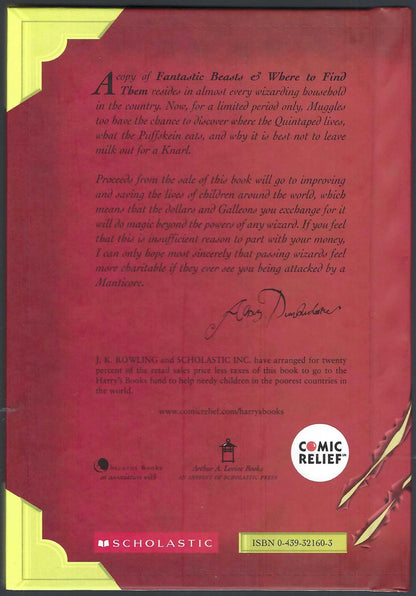 Back cover of Fantastic Beasts & Where to Find Them