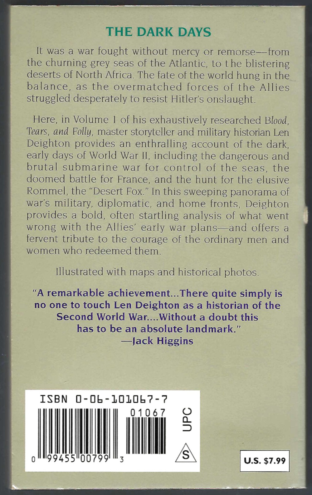 Blood, Tears and Folly Volume 1 by Len Deighton back cover