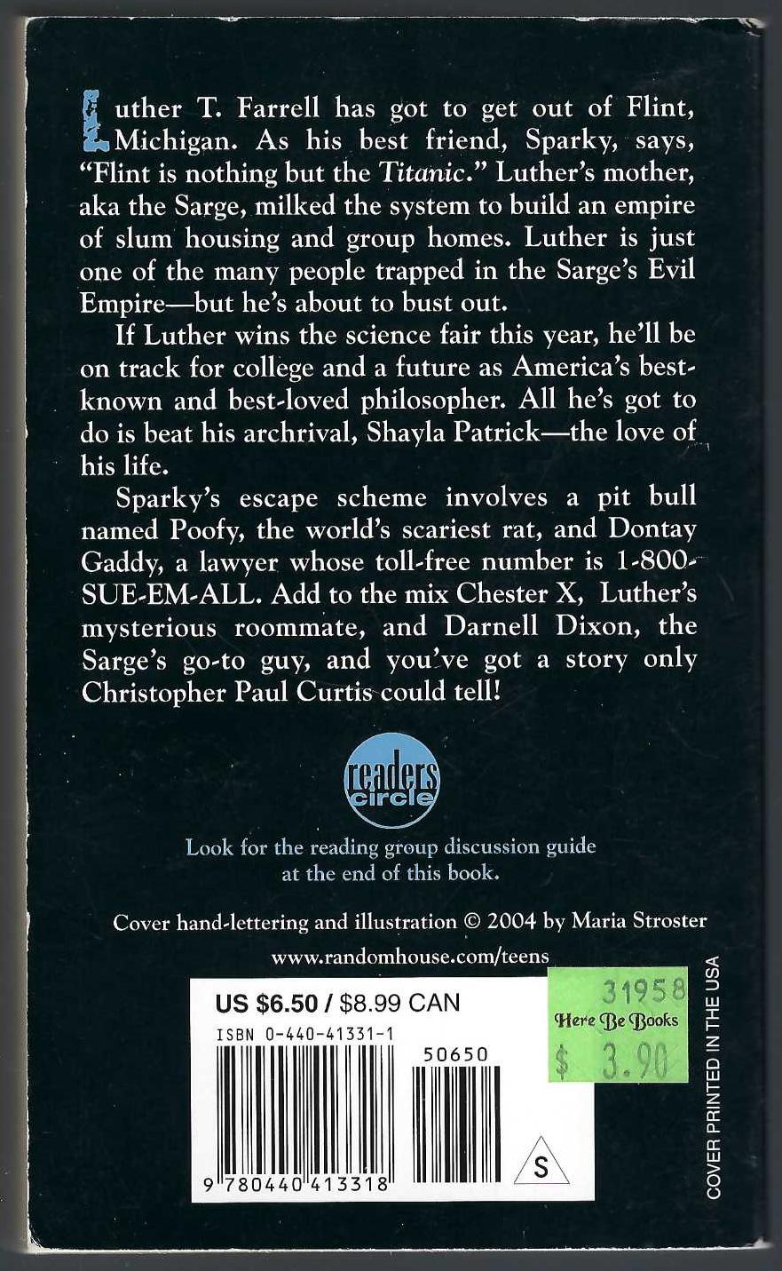 Bucking the Sarge by Christopher Paul Curtis back cover