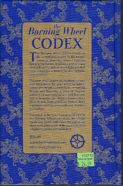 The Burning Wheel FRP Codex by Luke Crane back cover