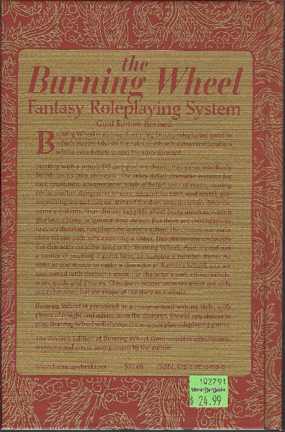 The Burning Wheel FRP Gold Edition Revised back cover