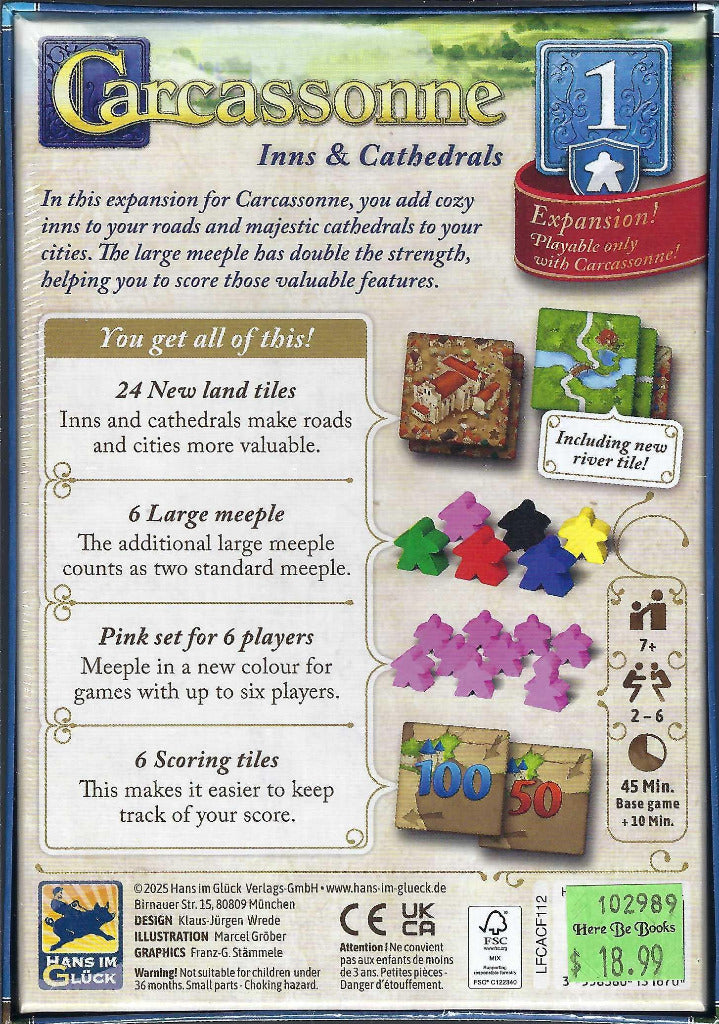 Carcassonne: Inns & Cathedrals Expansion back of box