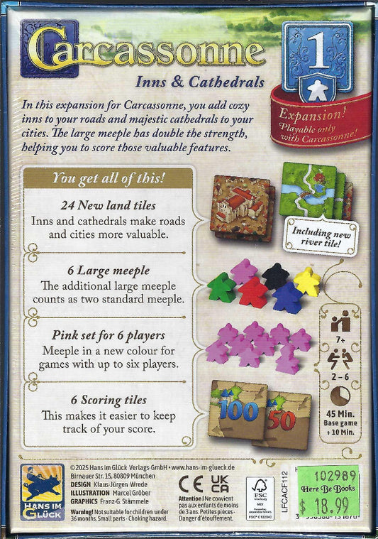 Carcassonne: Inns & Cathedrals Expansion back of box
