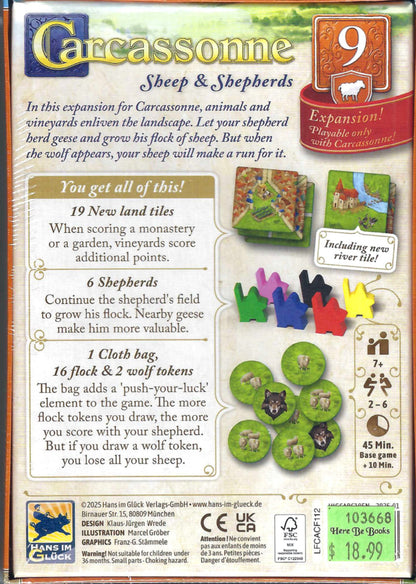 Carcassonne: Sheep & Shepherds (Expansion 9) back of box
