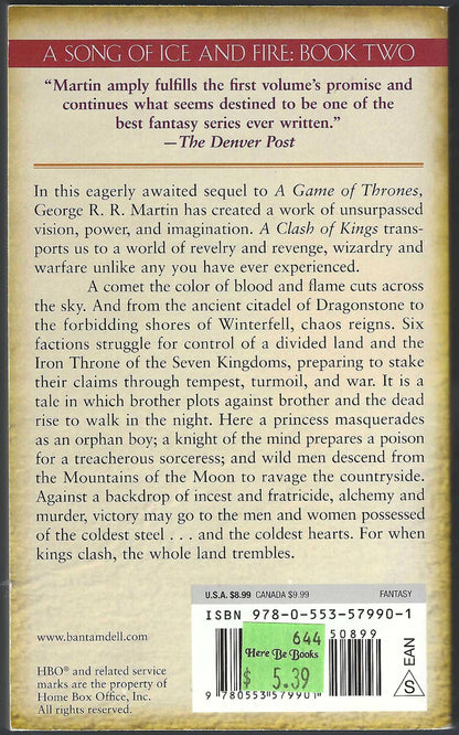 A Clash of Kings  by George R. R. Martin back cover