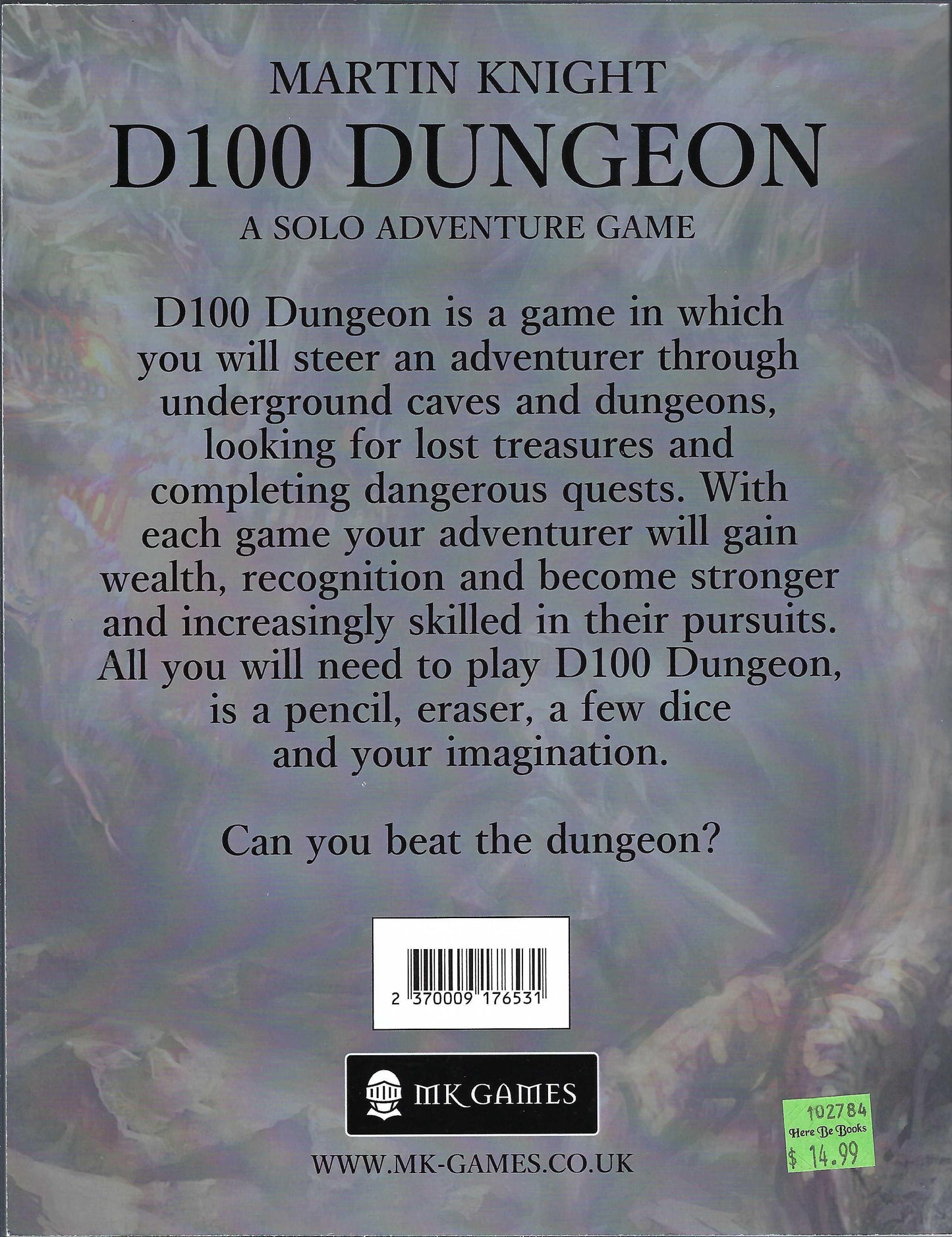 D100 Dungeon by Martin Knight back cover