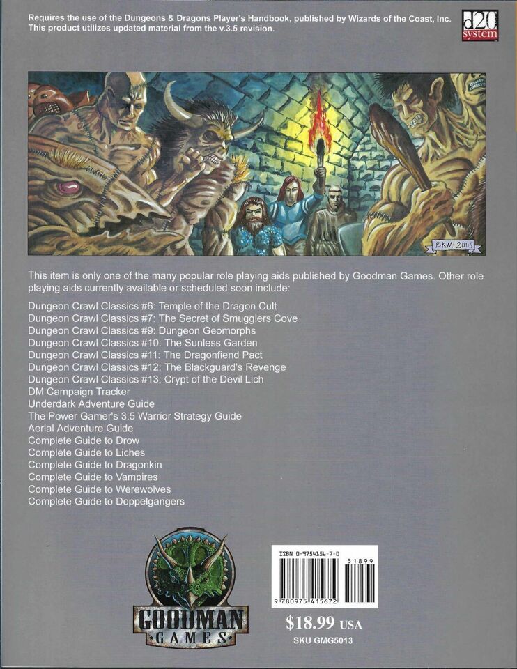 Dungeon Interludes (Dungeon Crawl Classics 14) back cover of module
