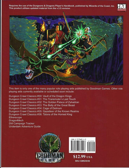 Slithering Overlord (Dungeon Crawl Classics 37) back of module