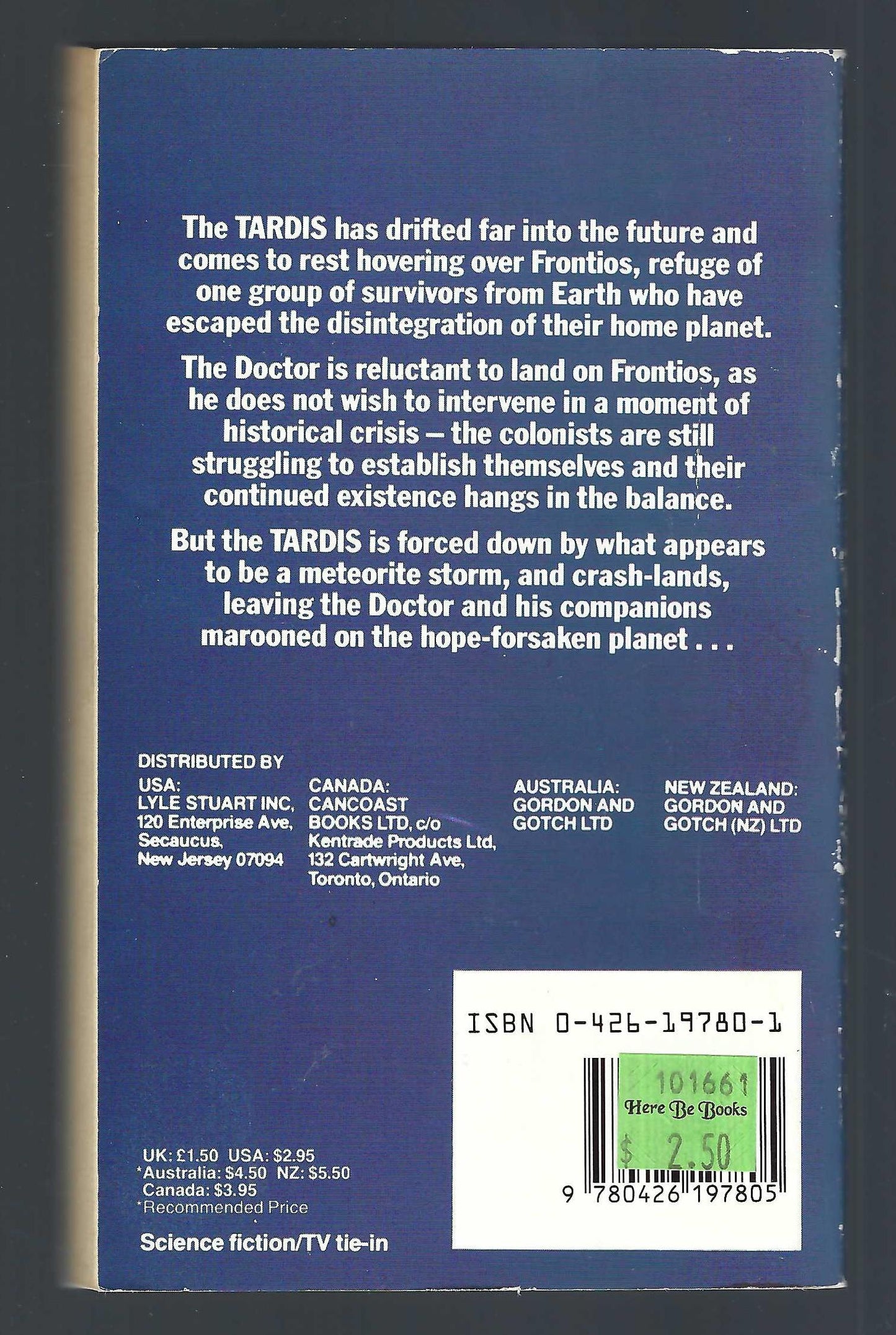 Doctor Who Frontios by Christopher H. Bidmead back cover