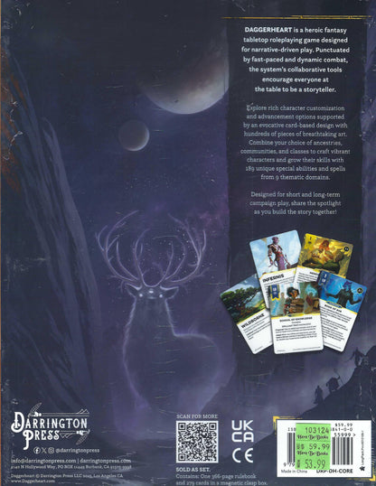 Daggerheart Core Set back of slip cover