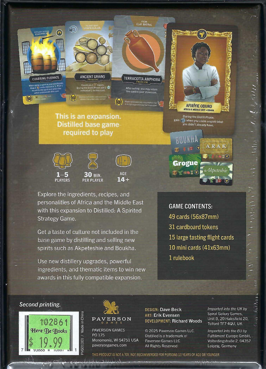 Distilled Africa and Middle East expansion back of box