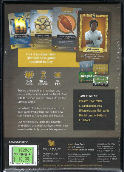 Distilled Africa and Middle East expansion back of box