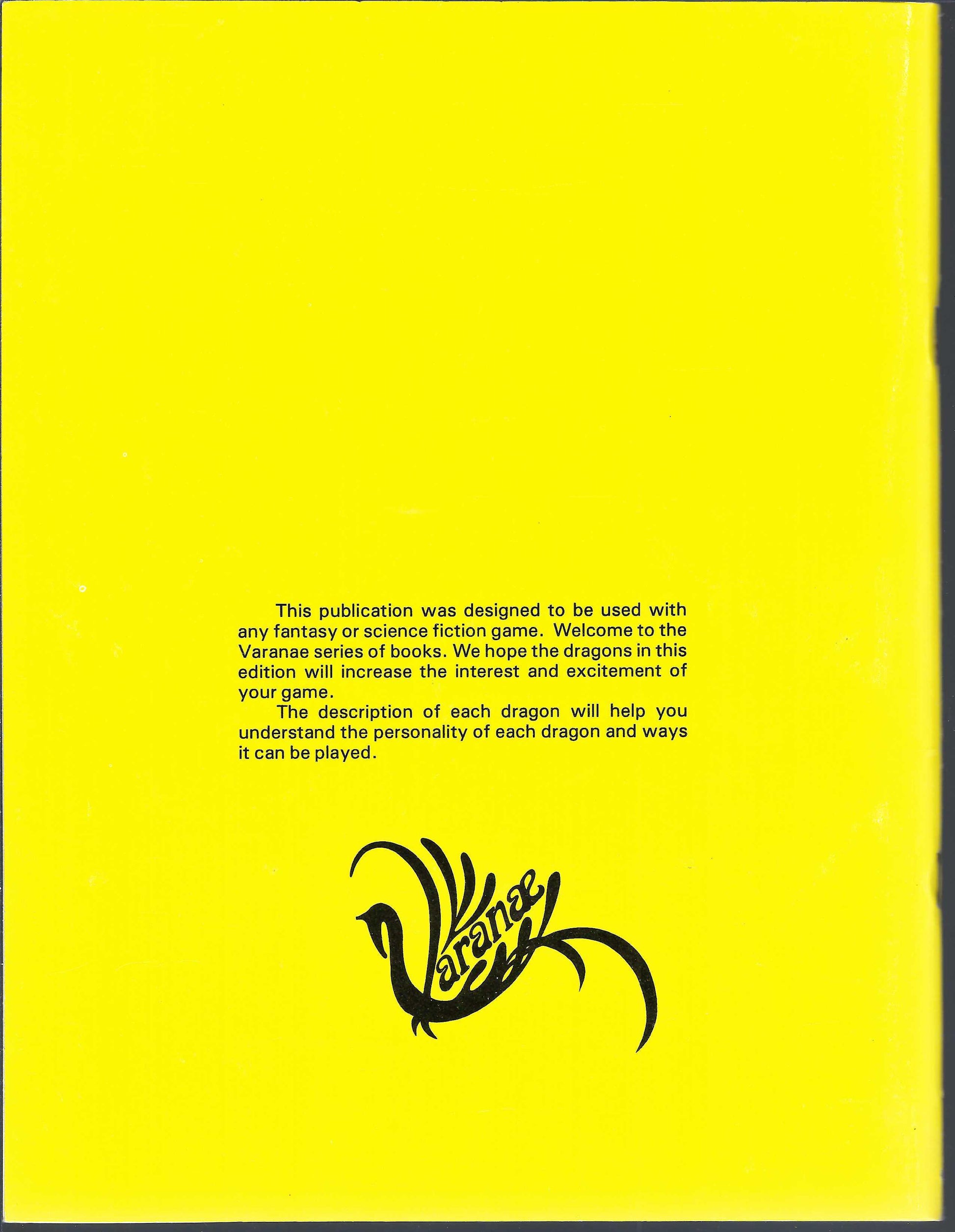 Dragons back cover of book